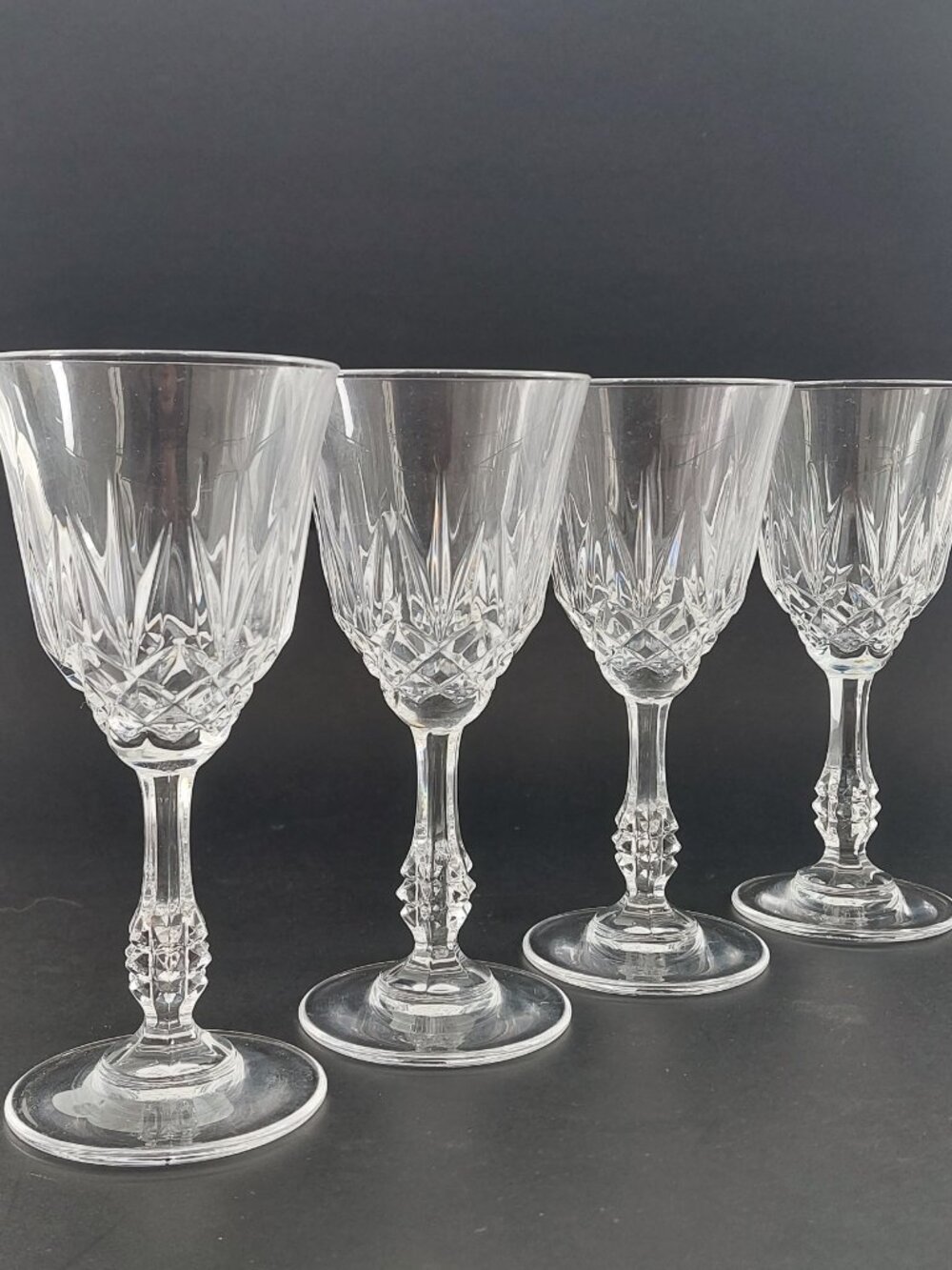 Set of 4 Vintage Royal Crystal Rock Linea Medici Small Wine Glasses 5.75"
